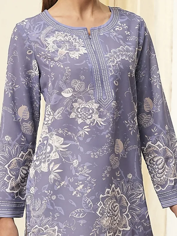 Old lavender printed cotton kurti