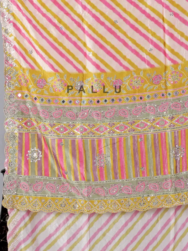Olive and pink crepe silk printed saree