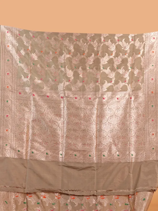 Olive banarasi silk saree for wedding