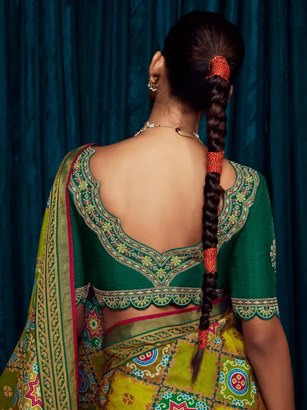Olive brasso silk zari woven saree