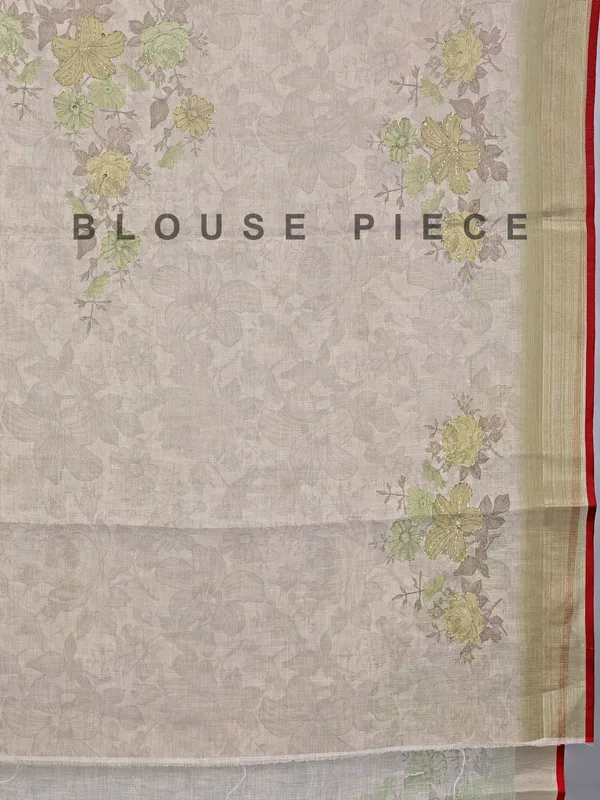 Olive cotton silk saree with thread and sequins