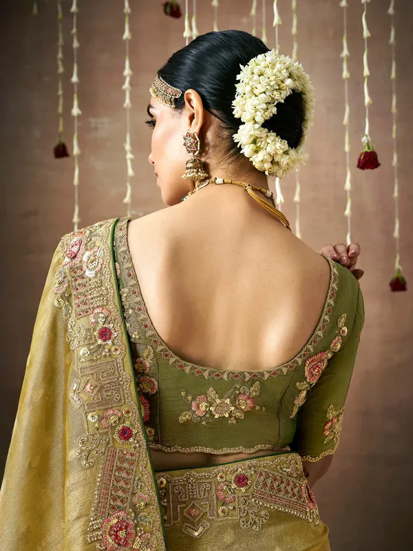 Olive dola silk saree for festive