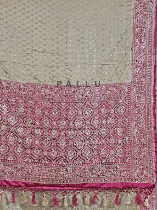 Olive embellished silk saree for wedding wear