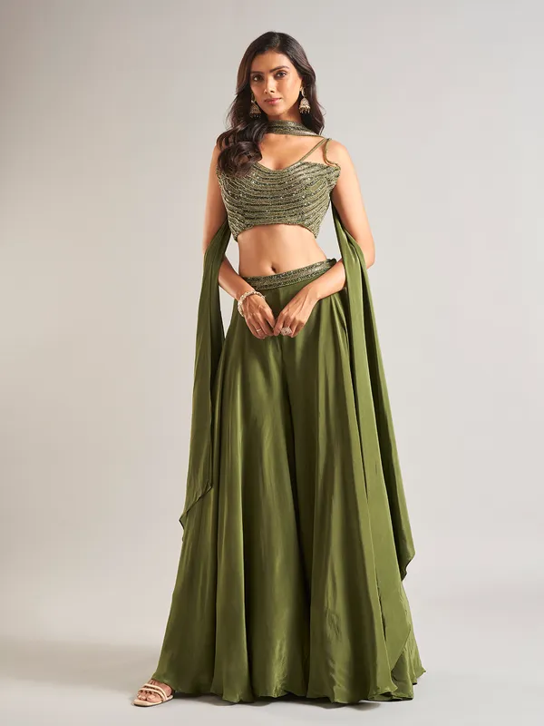 Olive georgette palazzo salwar suit