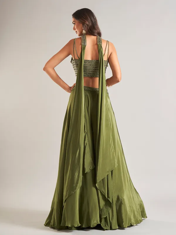 Olive georgette palazzo salwar suit