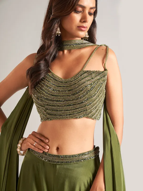 Olive georgette palazzo salwar suit