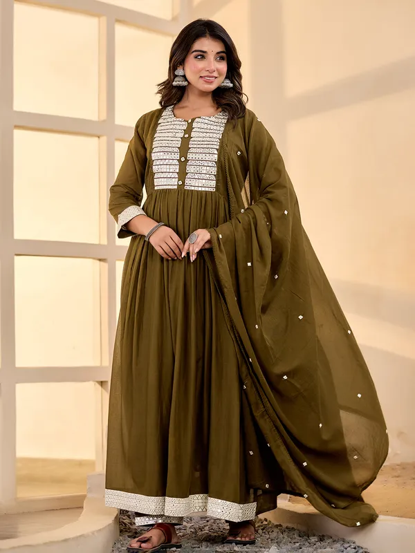 Olive grace pastel kurti set in cotton silk