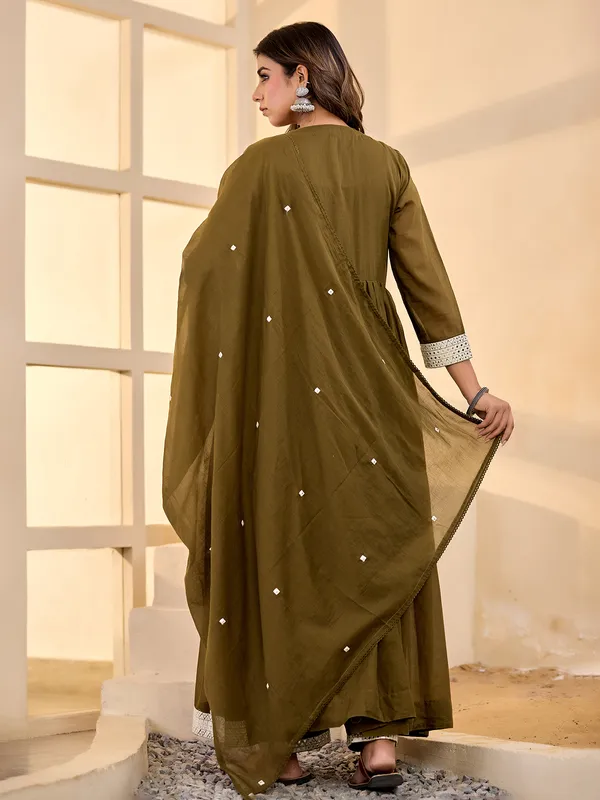 Olive grace pastel kurti set in cotton silk