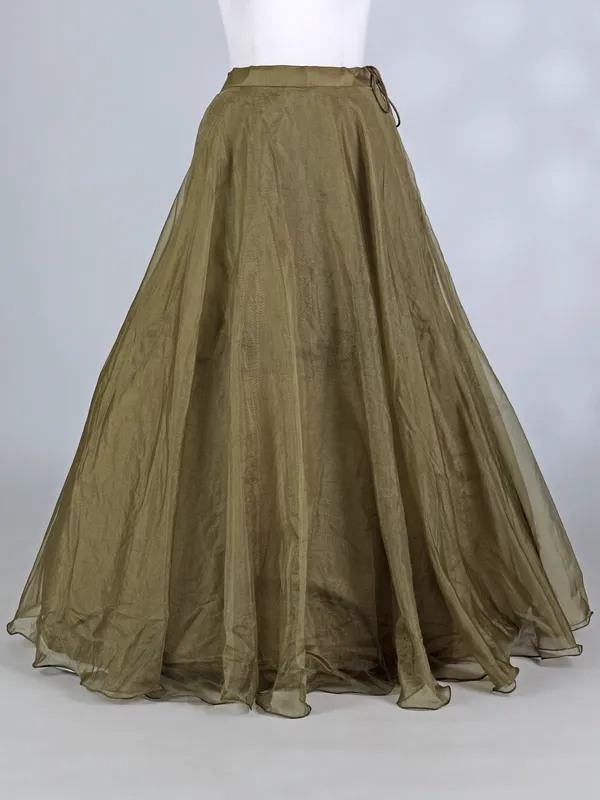 Olive organza silk embellished bridal lehenga choli