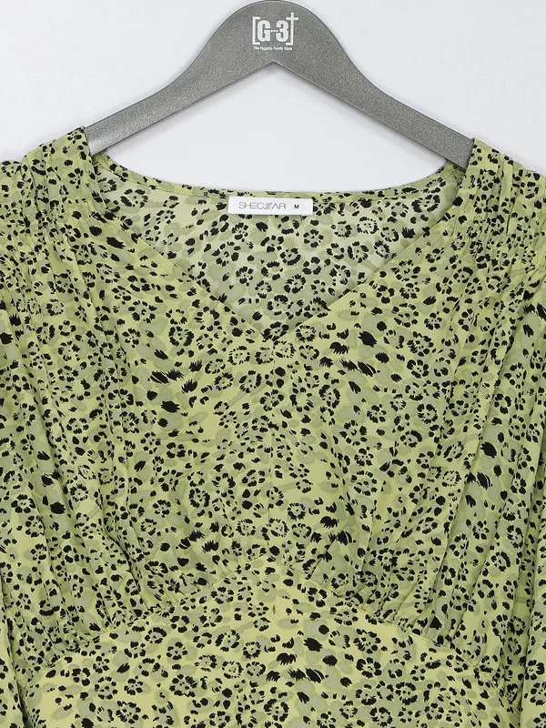 Olive printed crop top