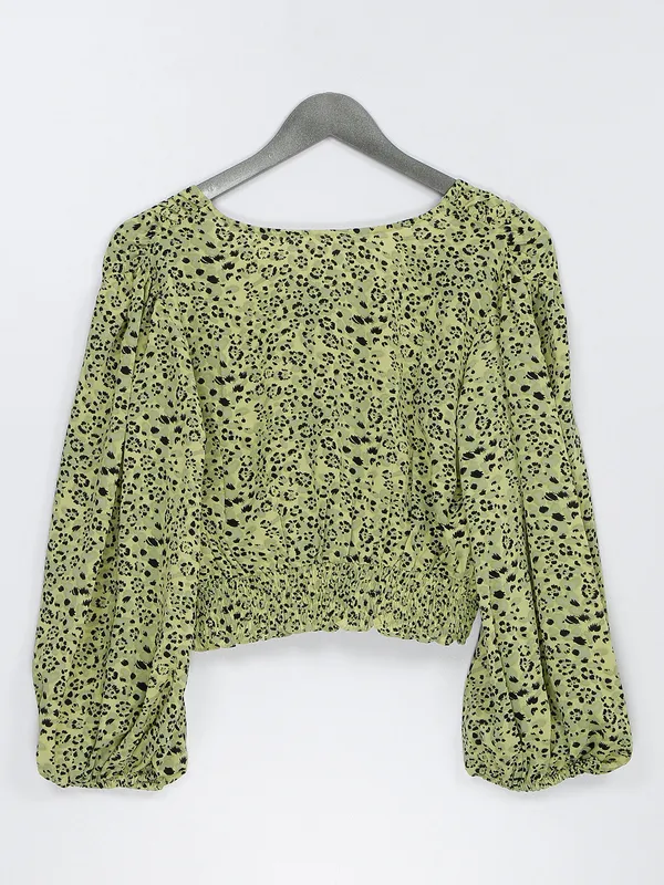 Olive printed crop top