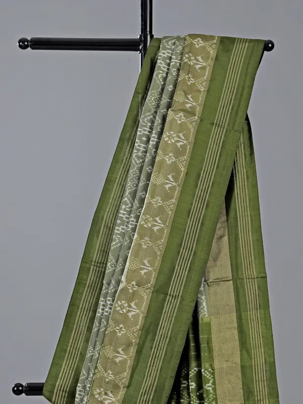 Olive zari weaving patola silk saree for mehendi look