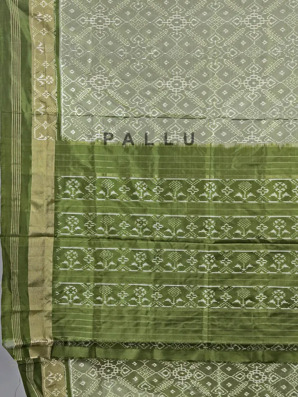 Olive zari weaving patola silk saree for mehendi look