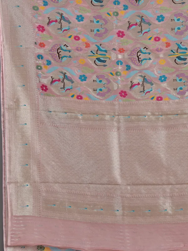 Onion pink and grey modal silk saree