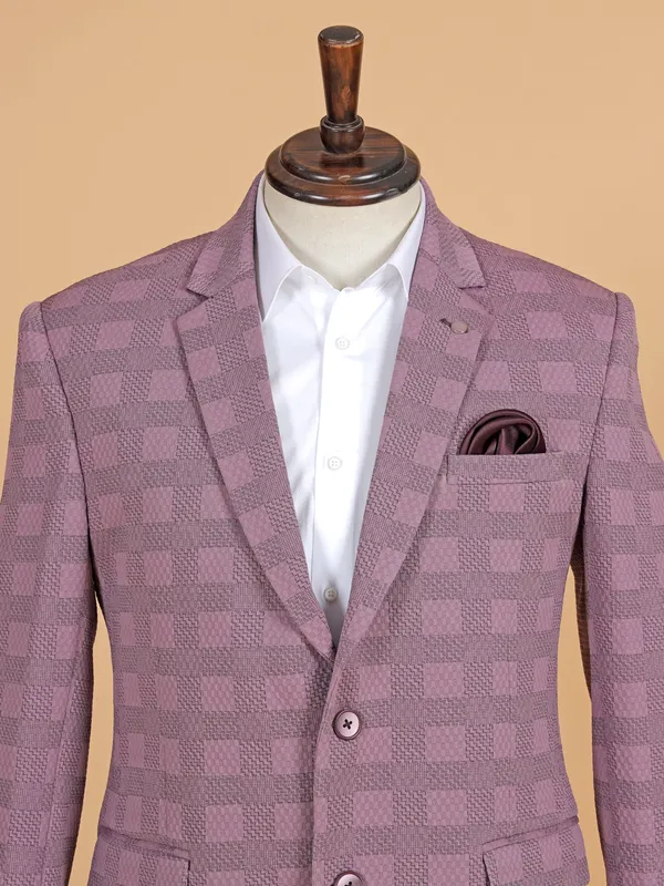 Onion pink checks terry rayon blazer