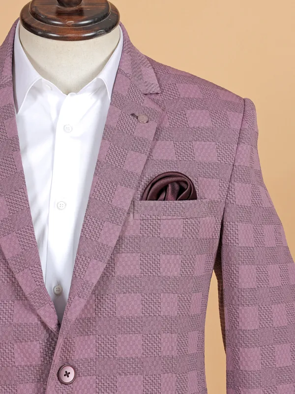 Onion pink checks terry rayon blazer