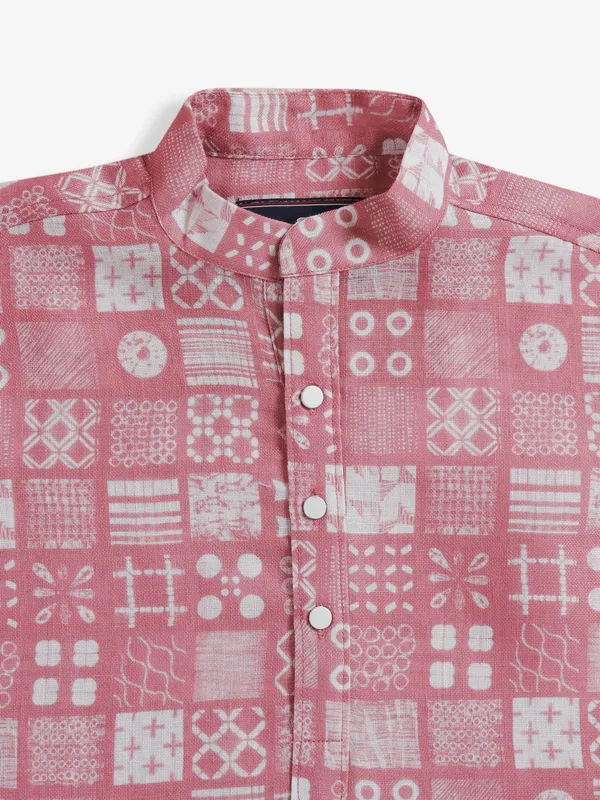 Onion pink cotton printed kurta