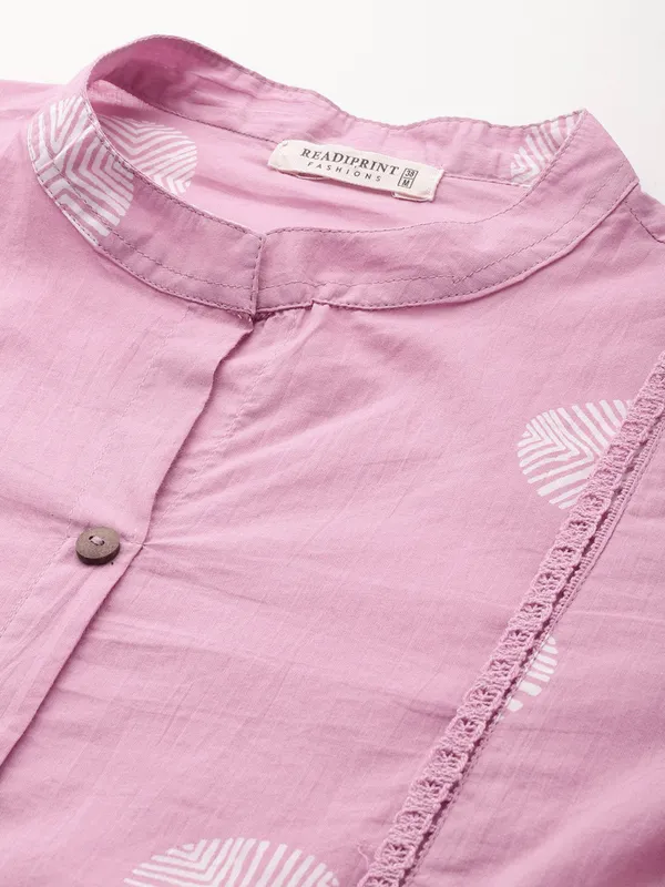 Onion pink cotton silk kurti set for women
