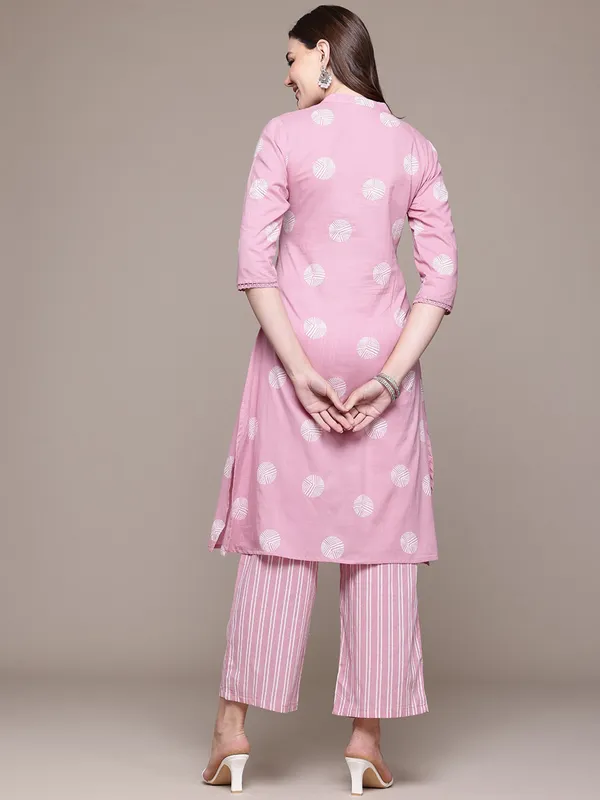 Onion pink cotton silk kurti set for women