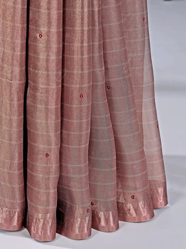 Onion pink cotton silk saree for festive wear