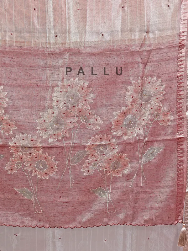Onion pink cotton silk saree for festive wear