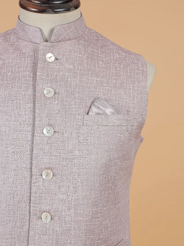 Onion pink cotton silk waistcoat for men
