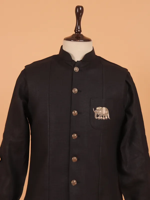 Onion pink cotton silk waistcoat set for men