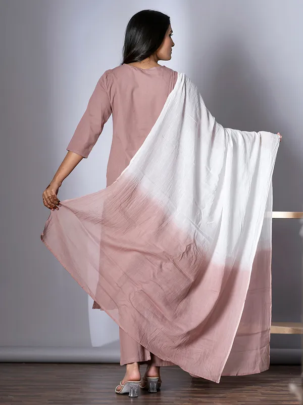 Onion pink embroidery kurti set for women