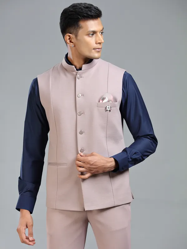 Onion pink festive style waistcoat for men