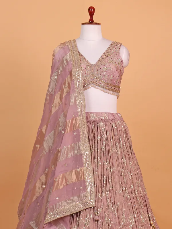 Onion pink georgette choli suit in silk for women