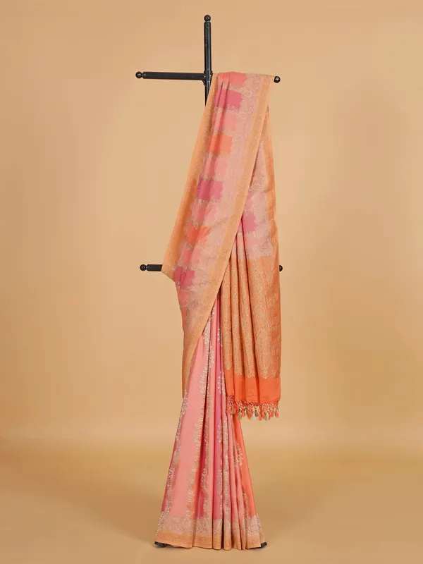 Onion pink georgette festive wear printed saree
