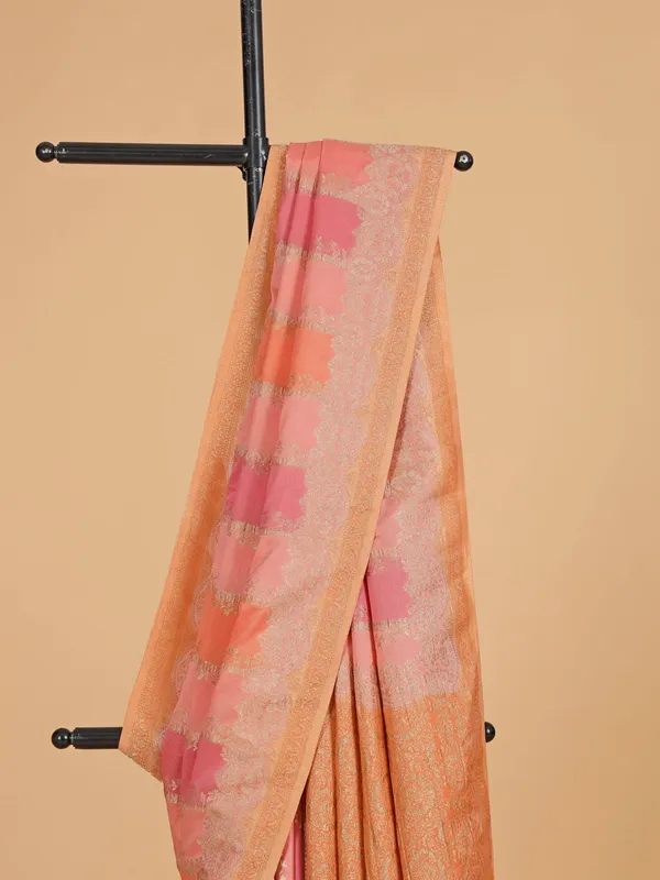 Onion pink georgette festive wear printed saree