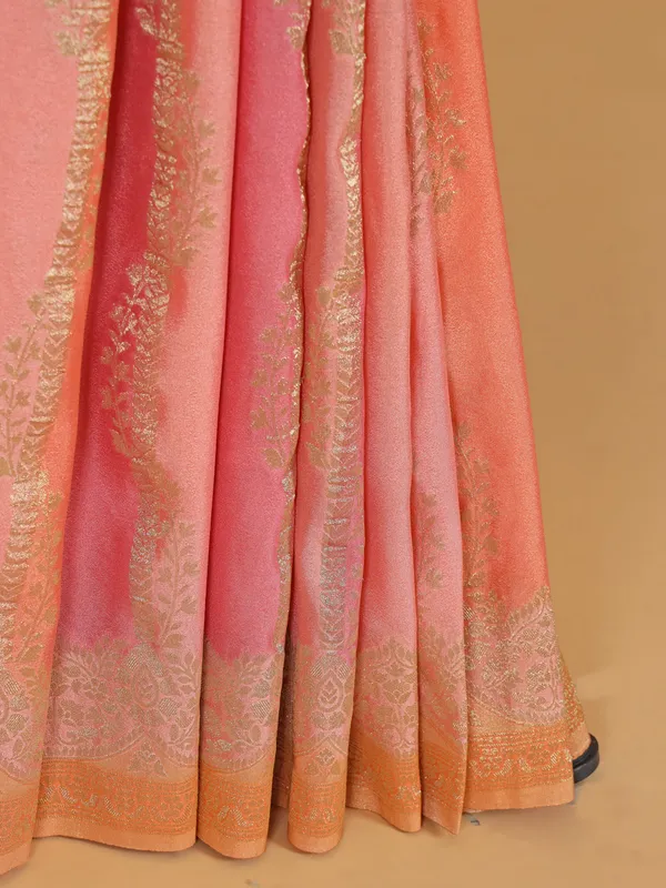 Onion pink georgette festive wear printed saree