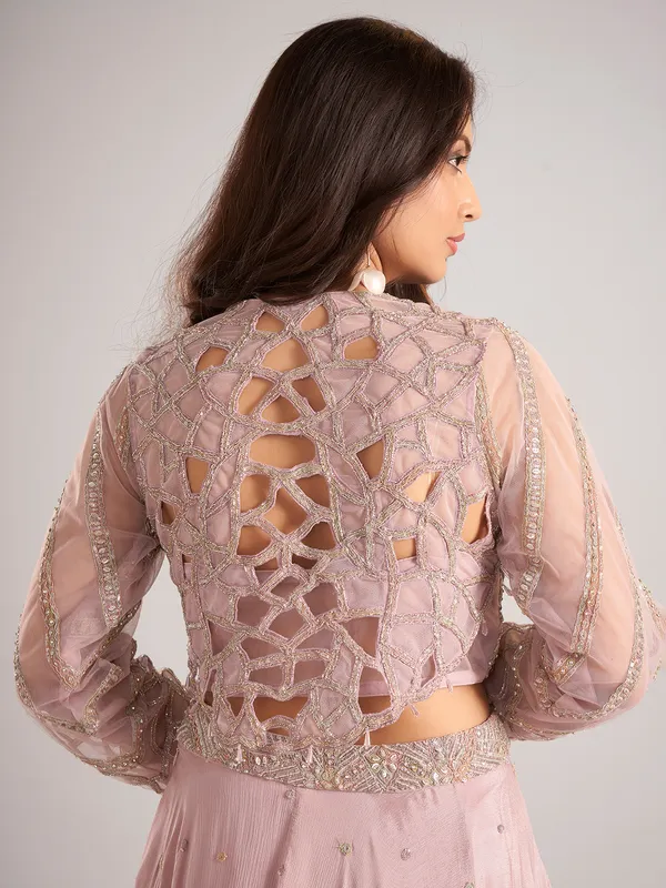 Onion pink georgette jacket style lehenga choli
