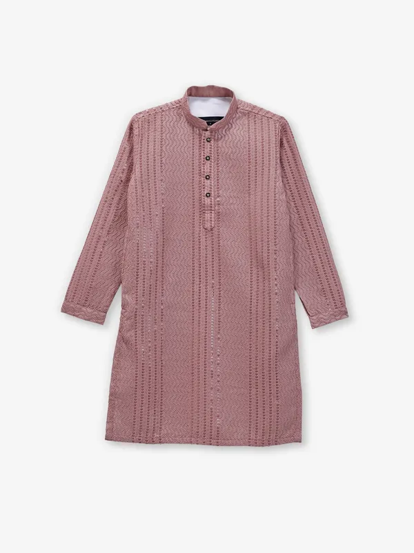 Onion pink georgette kurta set with embroidery work