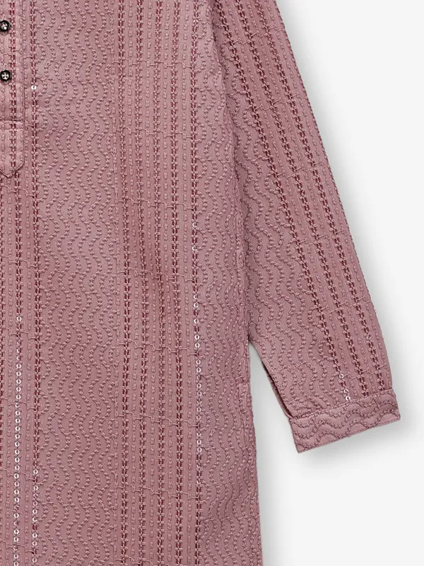 Onion pink georgette kurta set with embroidery work