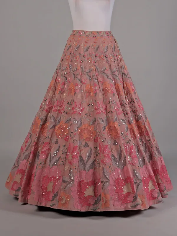 Onion pink georgette lehenga choli with dupatta