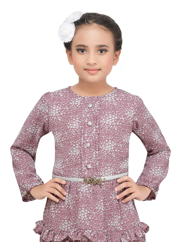 Onion pink georgette printed frock