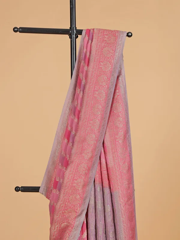 Onion pink georgette printed saree for women