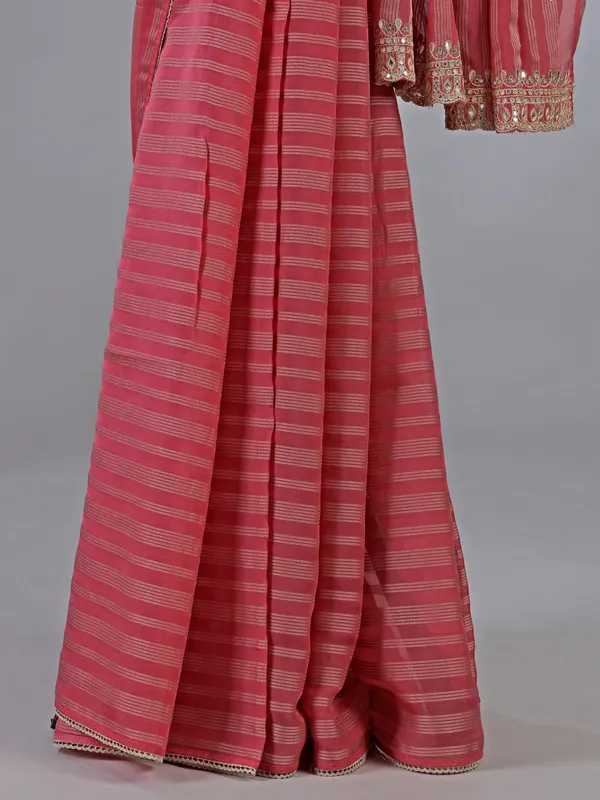 Onion pink georgette saree with subtle shine