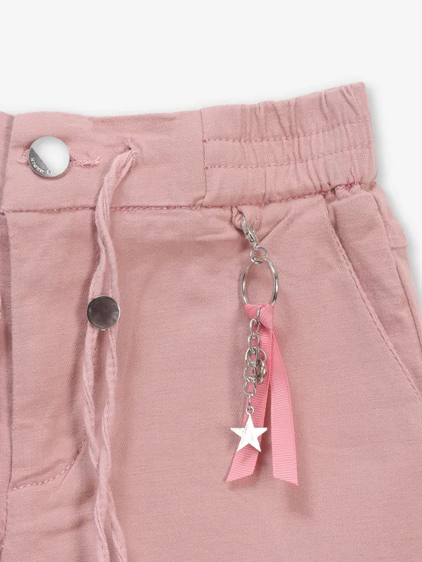 onion pink girls casual shorts in cotton
