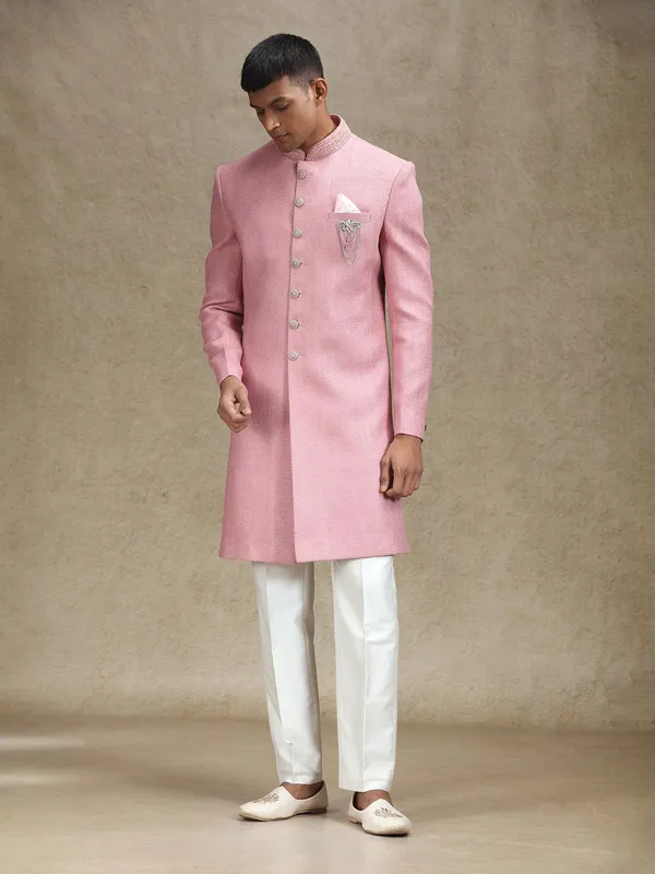 Onion pink indo western in rich embellishments