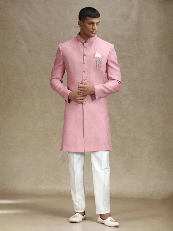 Onion pink indo western in rich embellishments