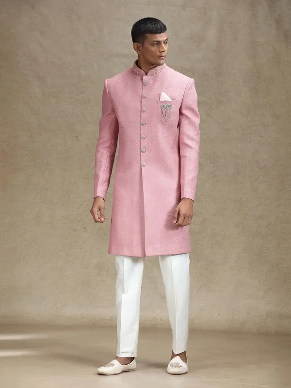 Onion pink indo western in rich embellishments