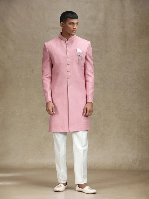 Onion pink indo western in rich embellishments