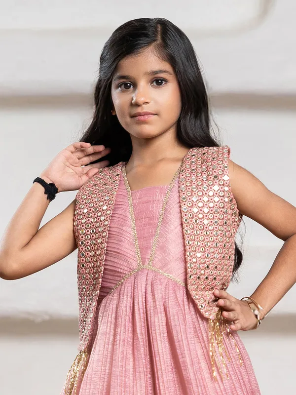 Onion pink jacket gown with aabla detailing