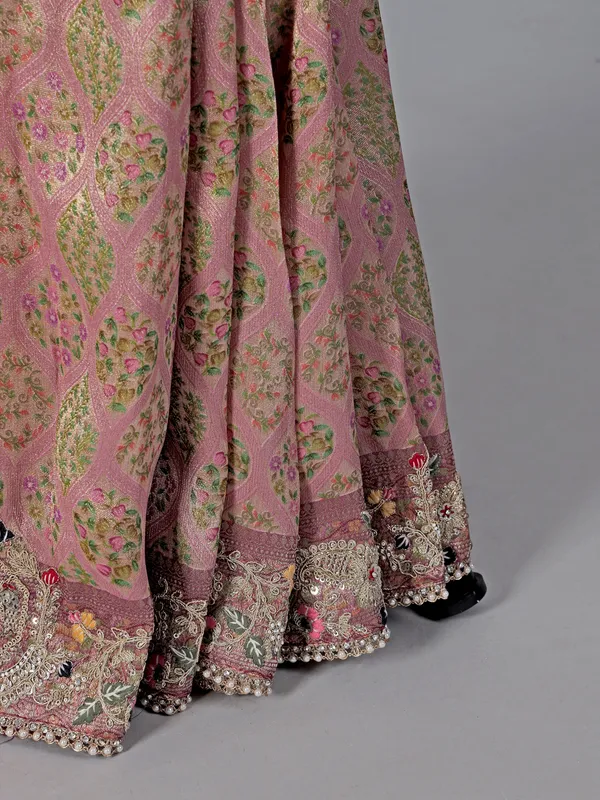 Onion pink kanjivaram silk saree for weddings