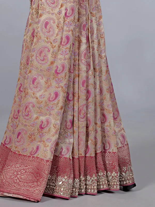 Onion pink kanjivaram silk wedding saree
