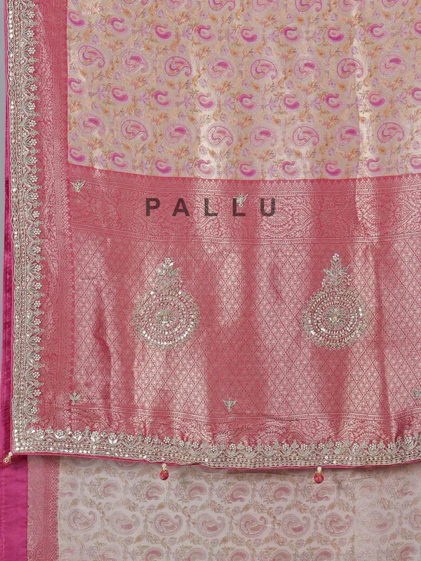 Onion pink kanjivaram silk wedding saree