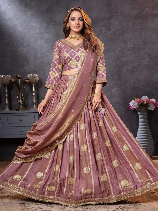 Onion pink lehenga choli with subtle wedding charm